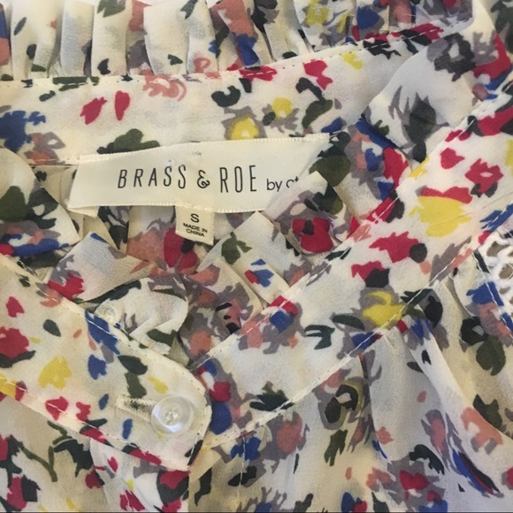 Brass and Roe Multi Floral Ruffle Blouse Size Small - Picture 7 of 13